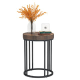 Round End Table, Industrial Side Table Small Accent Table, Metal Circle C Table