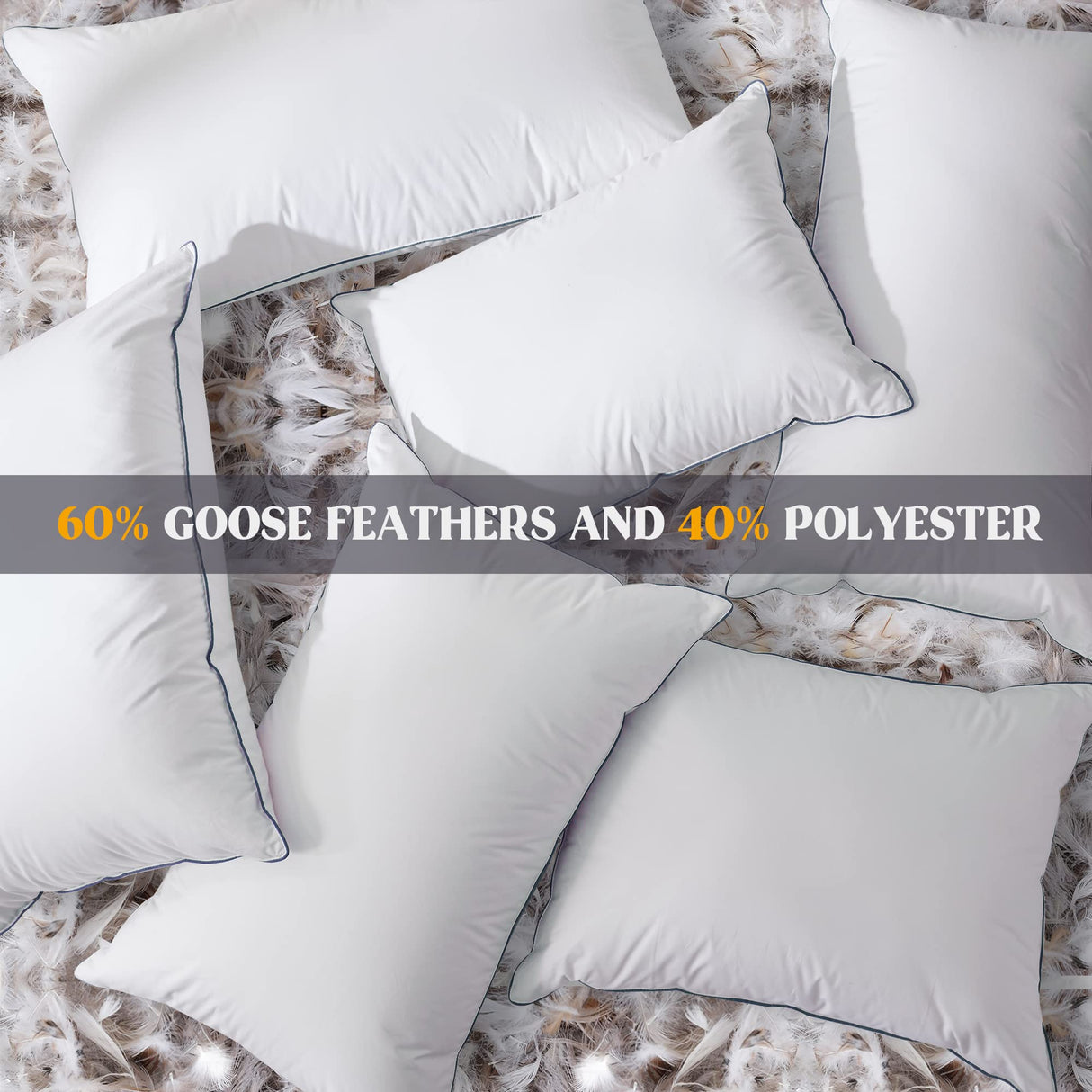 Goose Feathers and Polyester Fiber Pillows, Made in USA