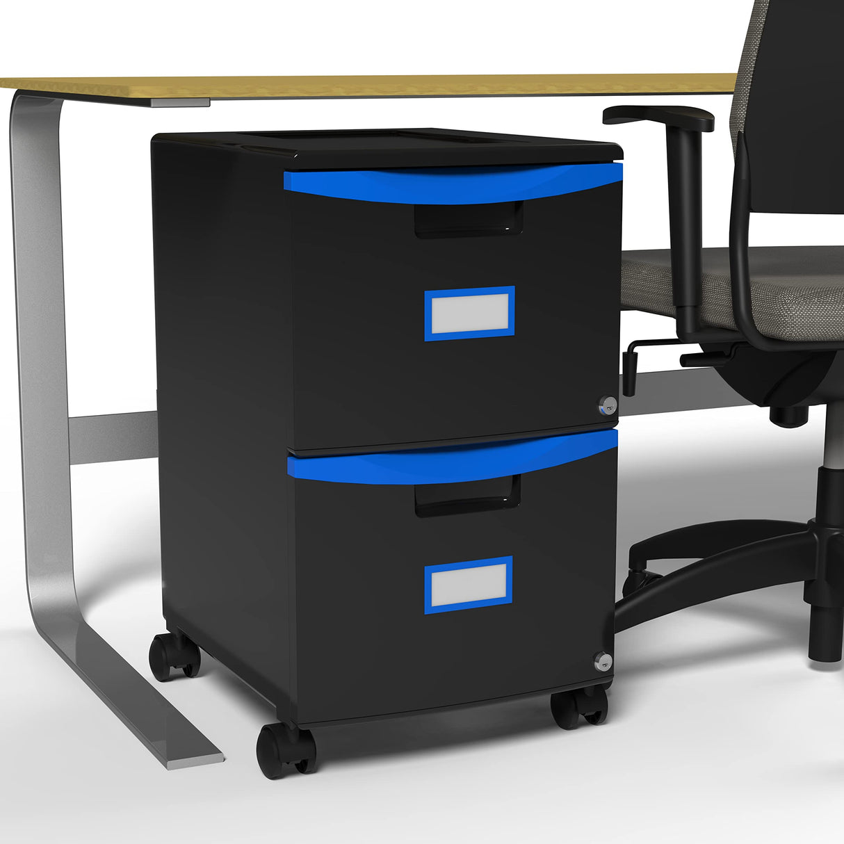 Plastic Two-Drawer File Cabinet – Locking Document Organizer