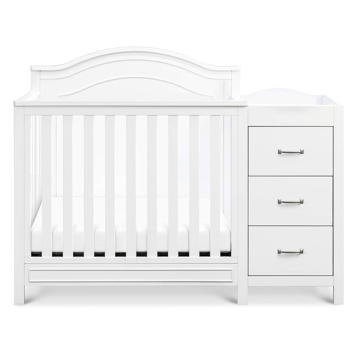 4-in-1 Convertible Mini Crib and Changer Combo in White, Greenguard Gold Certified