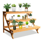 3 Tier Wood Plant Stand Indoor Outdoor, Ladder Large Multi Tiered Plant Holder