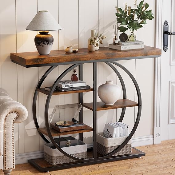 41.3" Industrial Console Table with Storage Shelves