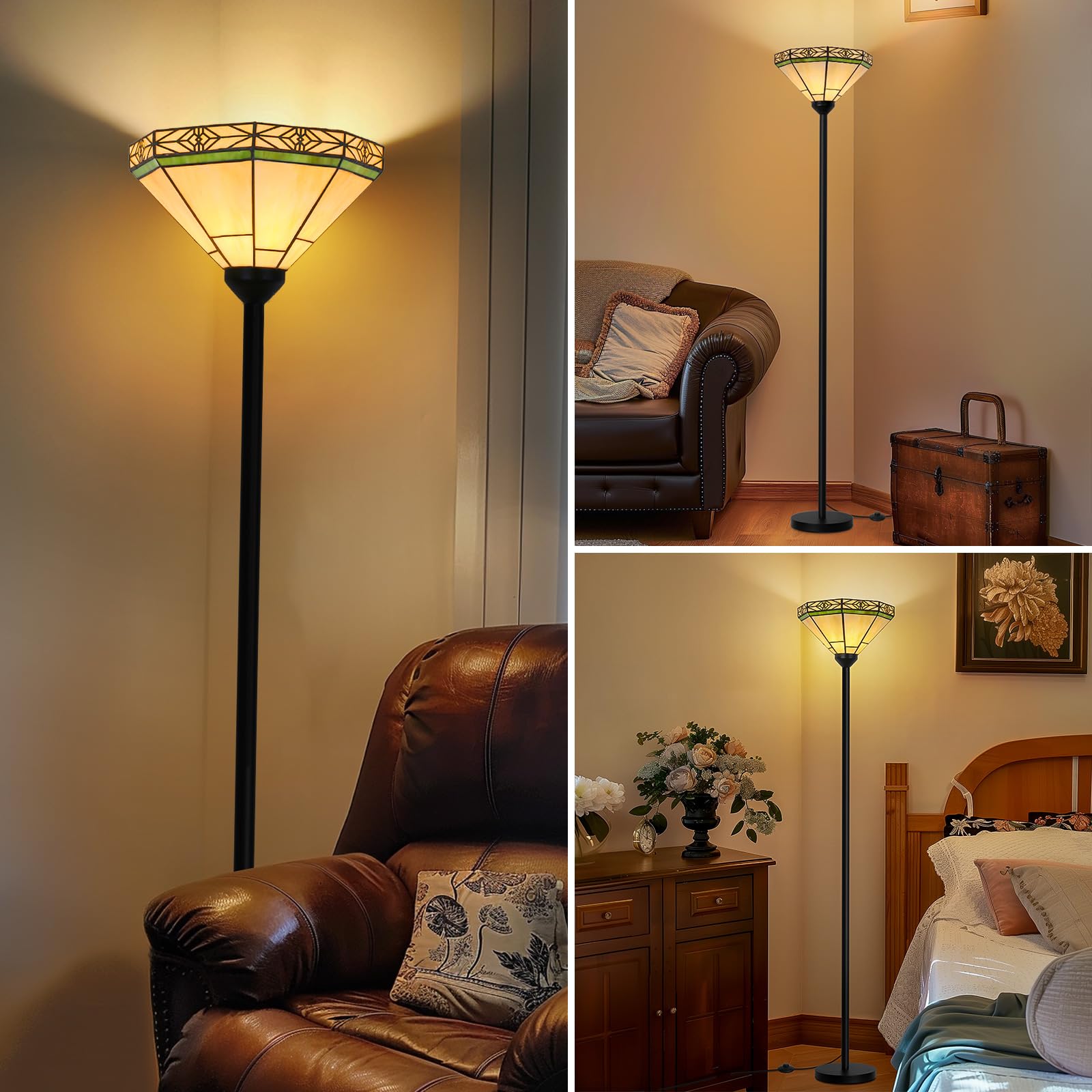 Tiffany Floor Lamp with Stained Glass Shade