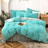 5 PCS Shaggy Duvet Cover Bedding Set - Fluffy Comforter Cover Long Faux Fur Luxury