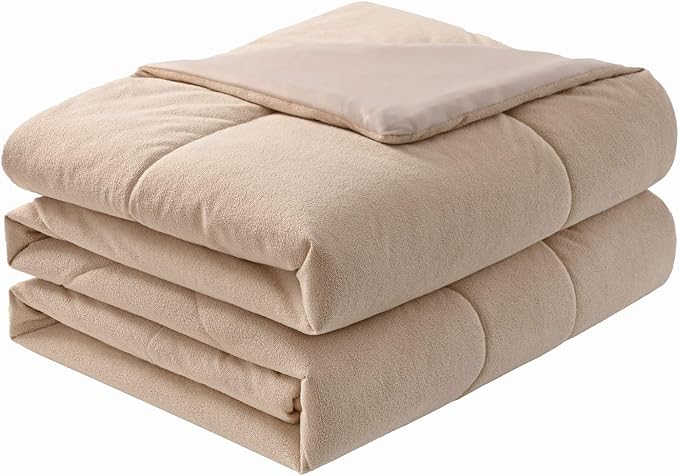 Velvet Comforter Queen Size, Alpaca Velvet, Reversible Quilt Grey Comforter for All Seasons