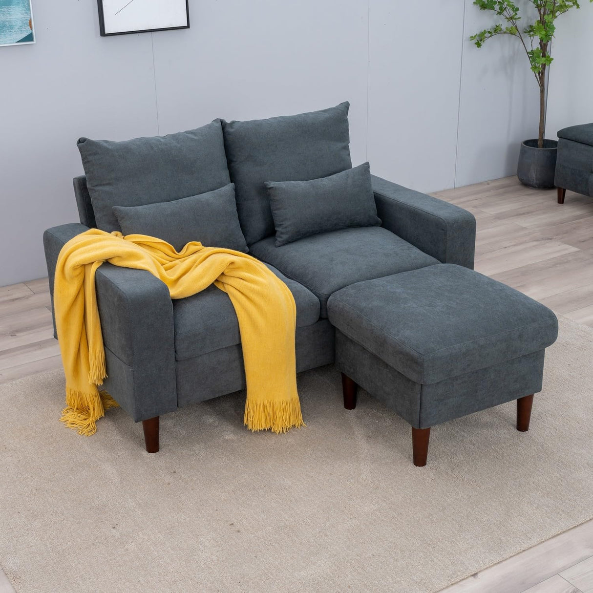 Sectional Sofa Couch L Shape Loveseat Modern Linen Love Seater Home Furniture