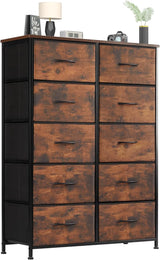 Dresser for Bedroom, Tall Dresser with 8 Drawers, Storage Tower with Fabric Bins, Double