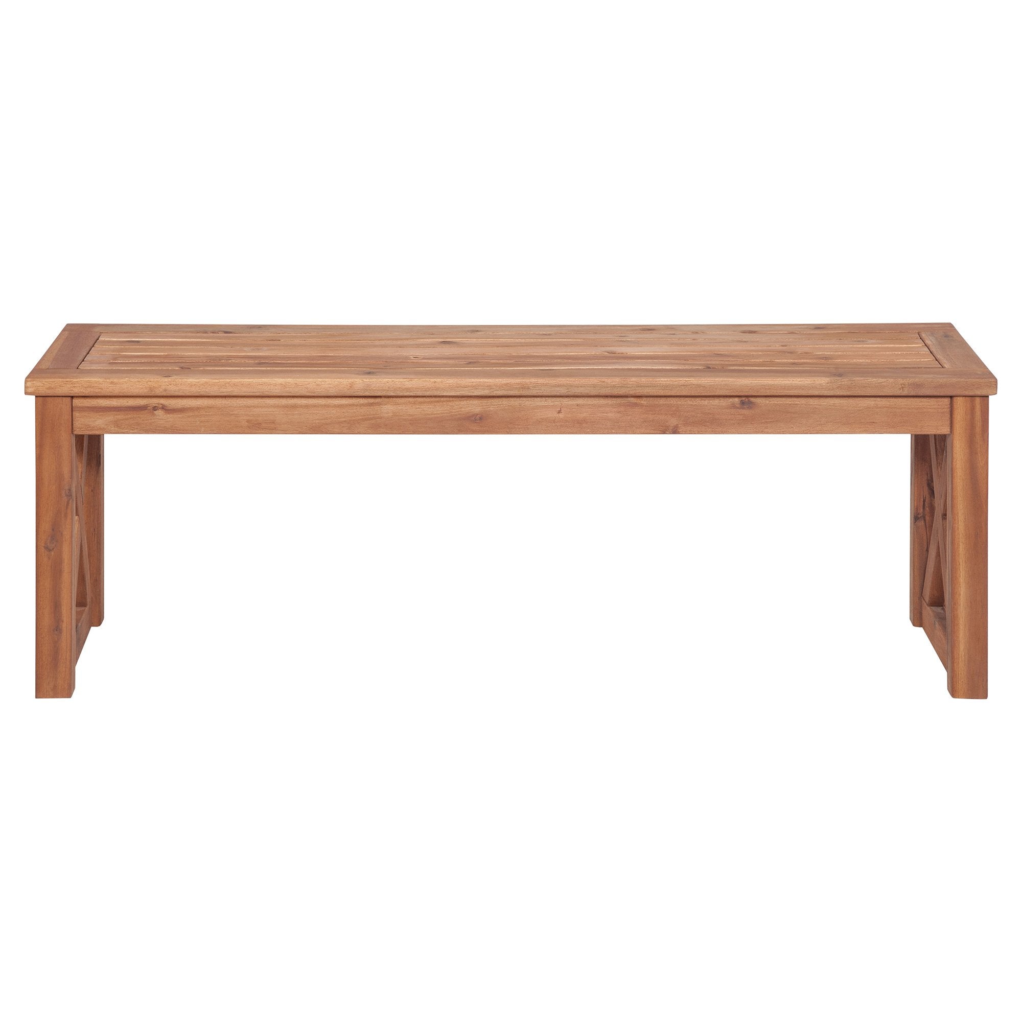 Roanoke Modern Solid Acacia Wood X Frame Outdoor Bench