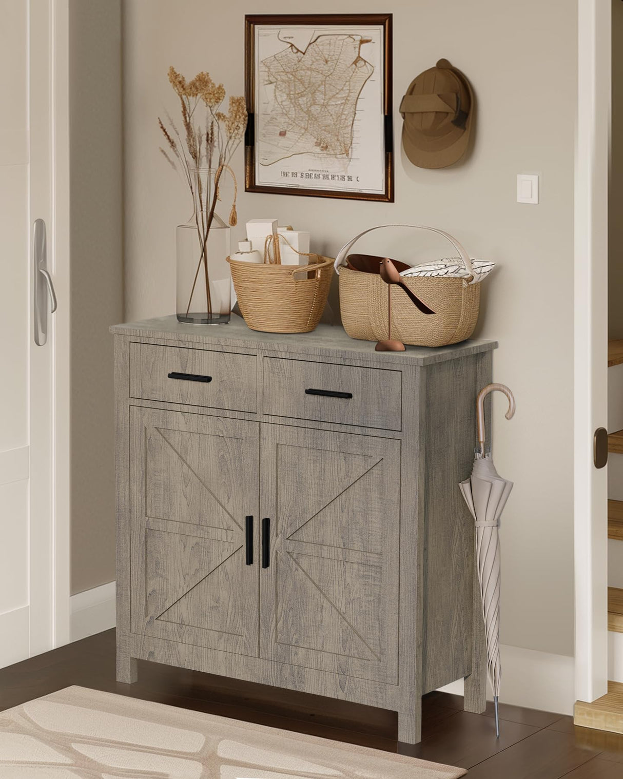 Coffee Bar Cabinet，Sideboard， Comes with Two Drawers and Two Doors