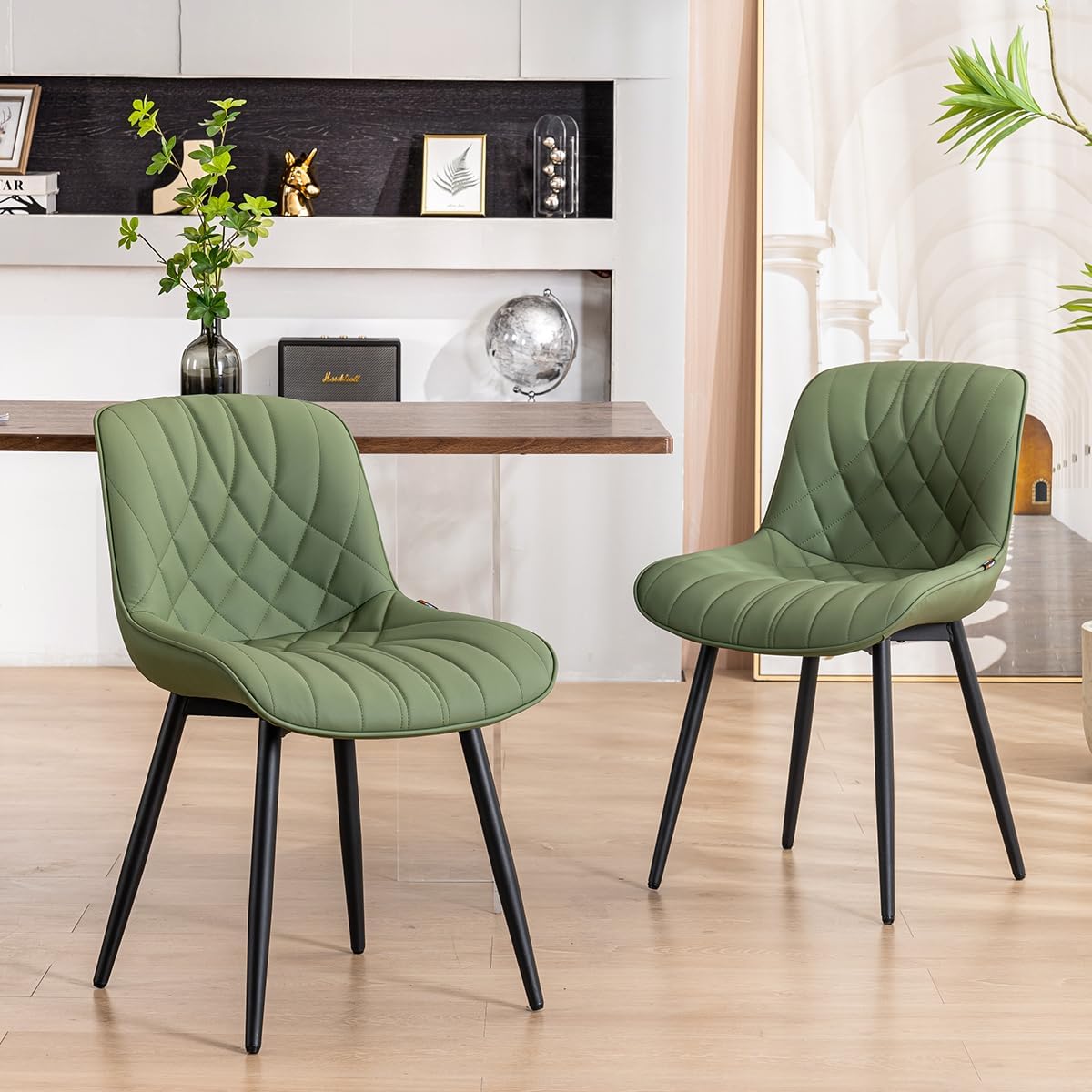Dining Chairs Set of 2 Mid Century Modern Kitchen Chair Comfortable Upholstered Faux