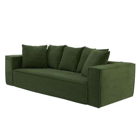 Corduroy Sofa with 5 Matching Cushions for Modern Living Room 3-Seater Sofa