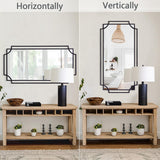 55" x 28" Large Rectangular Wall Mirror - Black Scalloped Frame