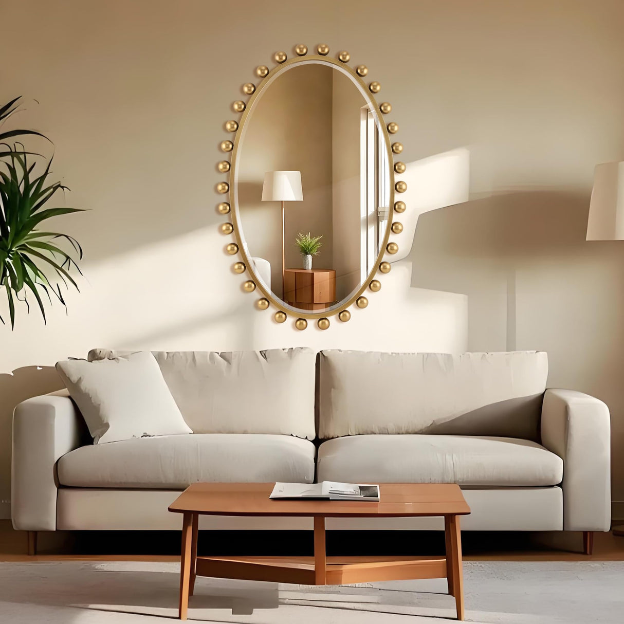 Antique Gold Oval Mirror with Beveled Glass - 24x36 Decorative Wall Mirror