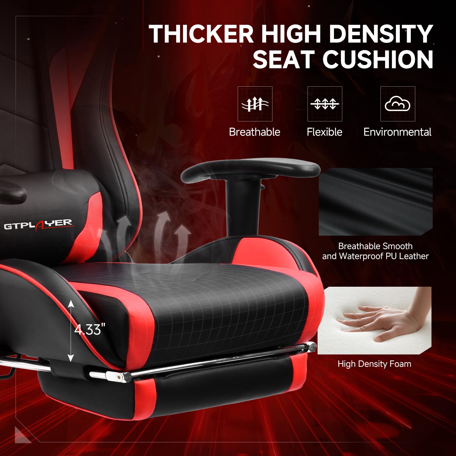 Gaming Chair with Bluetooth Speakers - Ergonomic Office Chair with Footrest