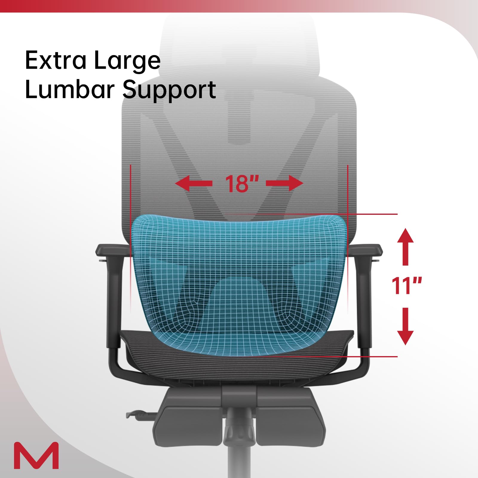 M2-MT Ergonomic Office Chair High Back Desk Chair with Large Elastic Adaptive Lumbar