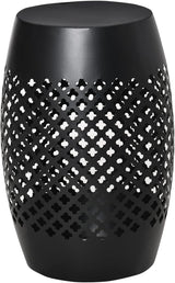 12.5" Steel Patio End Table, Round Hollow Drum Side Table