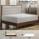 King Size Wood Bed Frame with Tall Tufted Headboard - Walnut