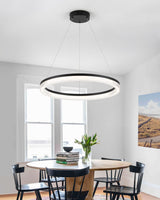 Modern Black Led Pendant Light,36W Dimmable LED Chandelier Lighting Fixture, 1 Ring