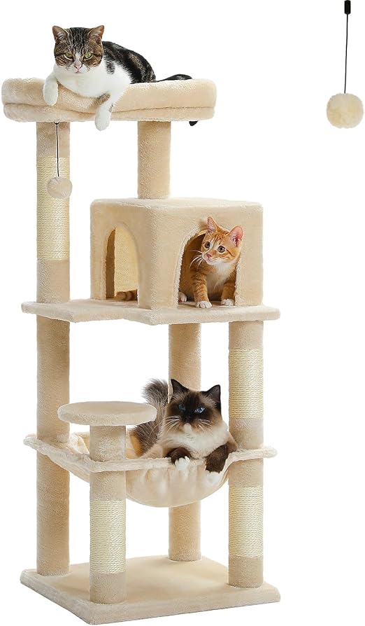 56.3'' Tall Cat Tree for Indoor Cats Multi-Level Cat Tower