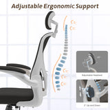 SICHY AGE Office Chair, Ergonomic Desk Chair with Flip-Armrest & Cushion for Lumbar Support, Home Office Desk Chairs with Wheels, Adjustable Office Chairs for Study and Work