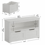 IRONCK Toy Storage Organizer with Drawers, Floor Toy Box with Wheels and Open Shelf, Storage Chest for Nursery, Playroom and Bedroom, White