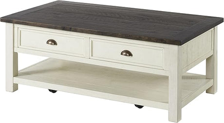 Monterey Solid Wood Coffee Table White with Grey Top