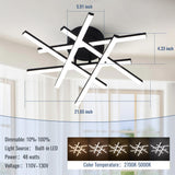 Modern LED Ceiling Light - Dimmable 5CCT Flush Mount (6 Lights, Black)