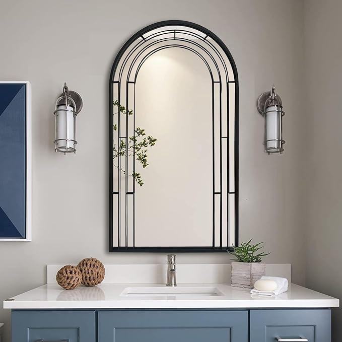 Vanity Wall Mirror Home Decorative Mirror, Gold Arched Mirror
