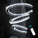 Modern Chandelier 2 Rings Rectangular Crystal Chandeliers LED Pendant Light Adjustable