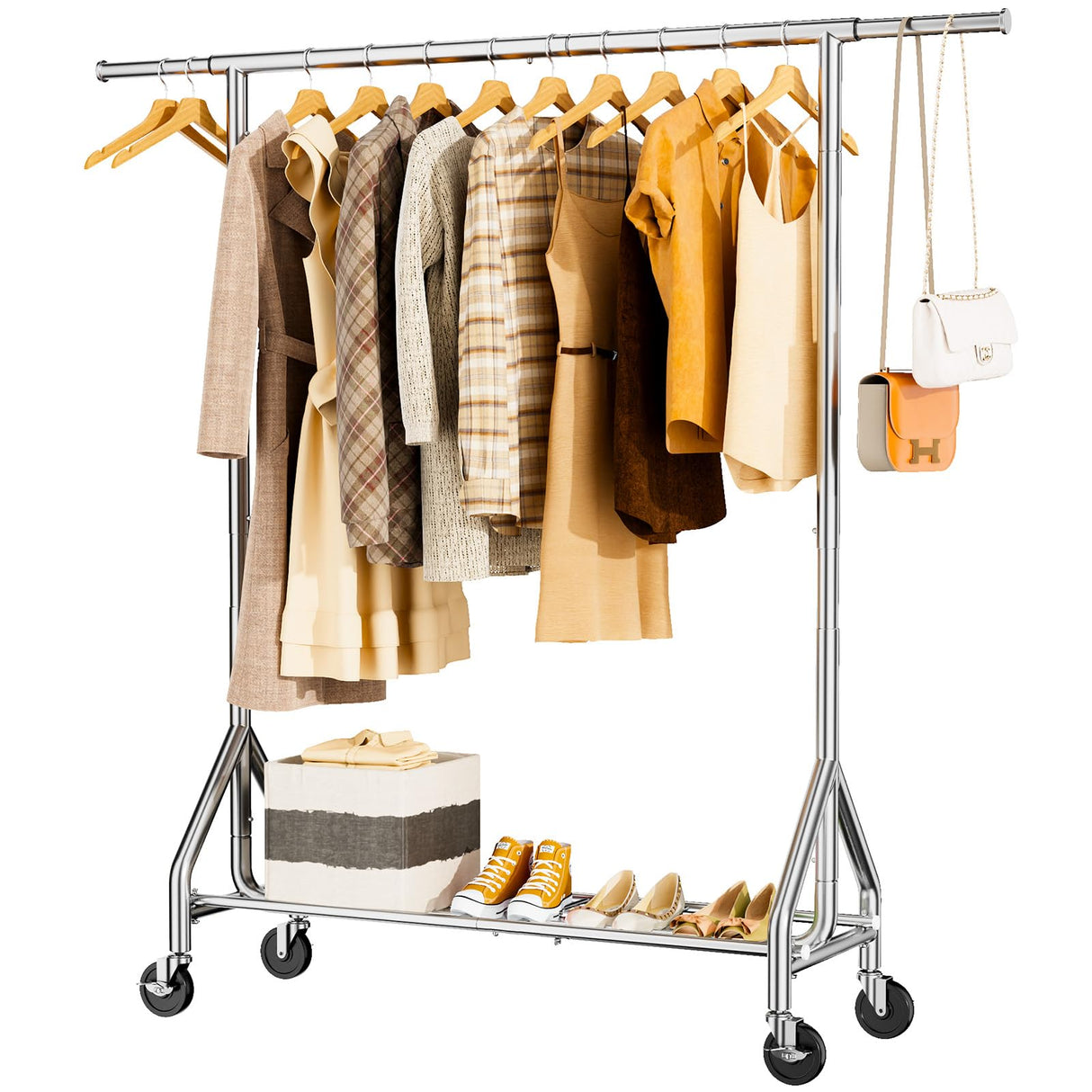 Duty Clothes Rack Load 450 LBS, Metal Garment Rack