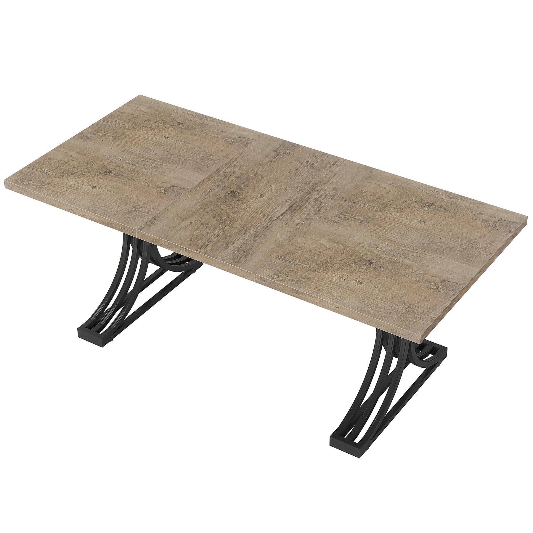 63-Inch Rectangular Dining Table for 4-6 People with Metal Trestle Legs