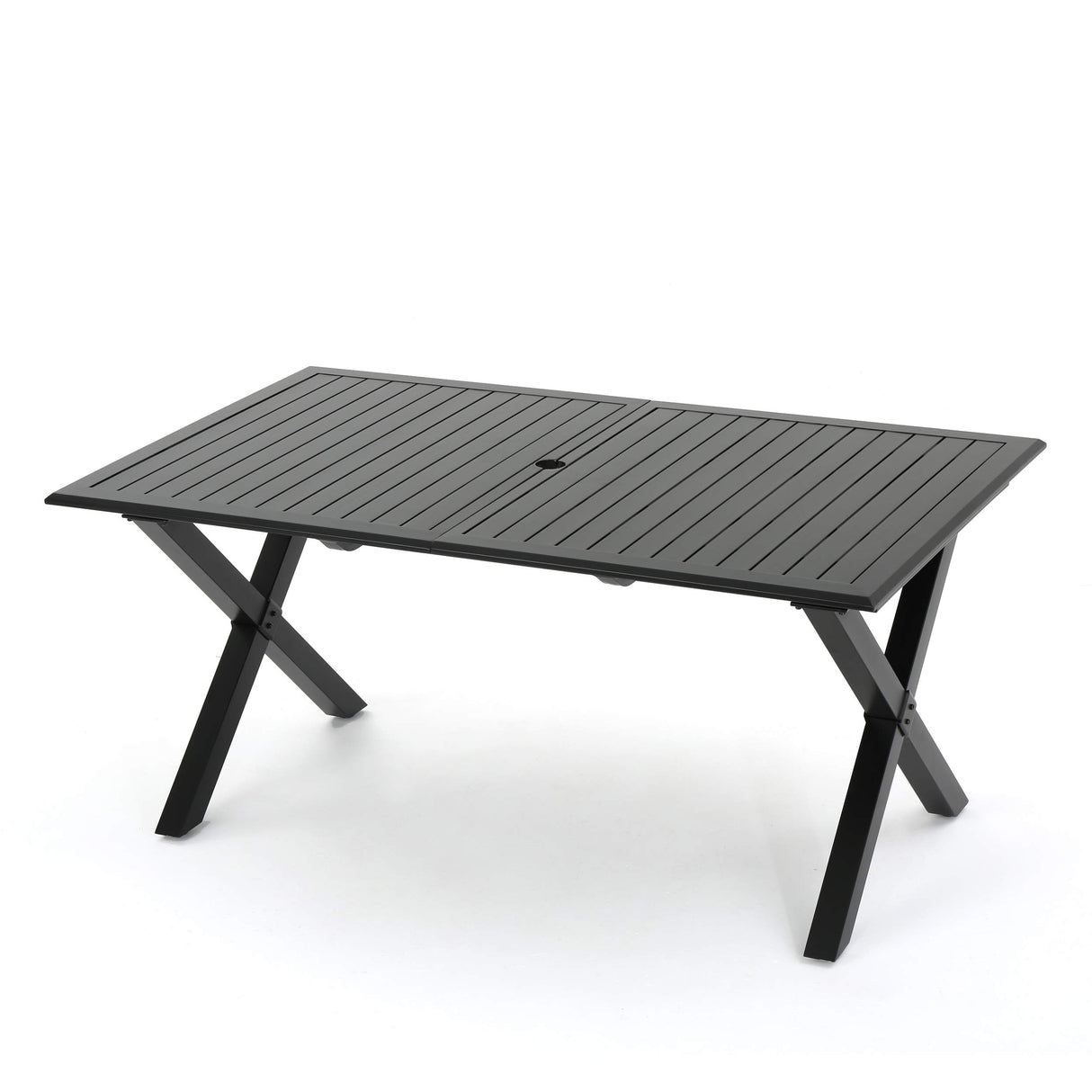 Exuma Outdoor Expandable Cast Aluminum Rectangular Dining Table, Black