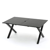 Exuma Outdoor Expandable Cast Aluminum Rectangular Dining Table, Black
