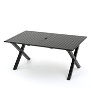 Exuma Outdoor Expandable Cast Aluminum Rectangular Dining Table, Black