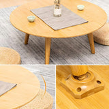 Round Wood Coffee Table Scandinavian 4 Legs Natural Cocktail Table Japanese Table