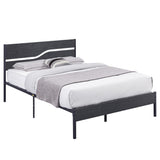 Full Size Platform Bed Frame with Wood Headboard, Strong Metal Slats Support Mattress