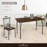 5 Pieces Dining Table & Chairs Set for 4, Space-Saving Rectangle Table w/Four Chairs for Kitchen,