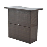 5 Pcs Rattan Wicker Bar Set, High Top Outdoor Table and Chairs