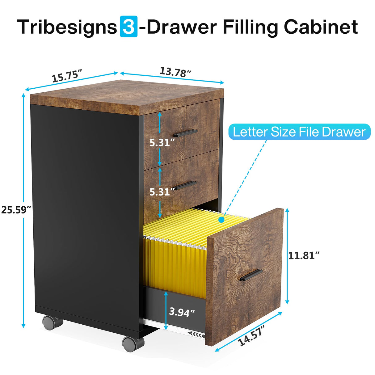 83" L-Shaped Executive Desk, Large Office Desk with 3-Drawer Mobile File Cabinet