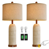 3-Way Dimmable Touch Control Table Lamp Set of 2 with Dual USB Charging Ports