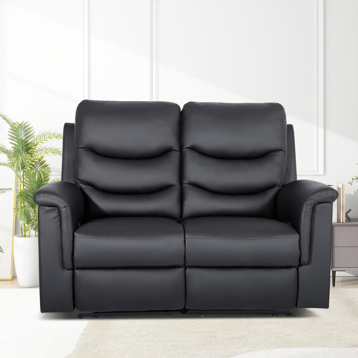 Loveseat Recliner, Double Recliner Chair with Adjustable Footrest