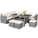 7 PCS Wicker Outdoor Conversation Set, Patio Sectional Furniture Sofa Set