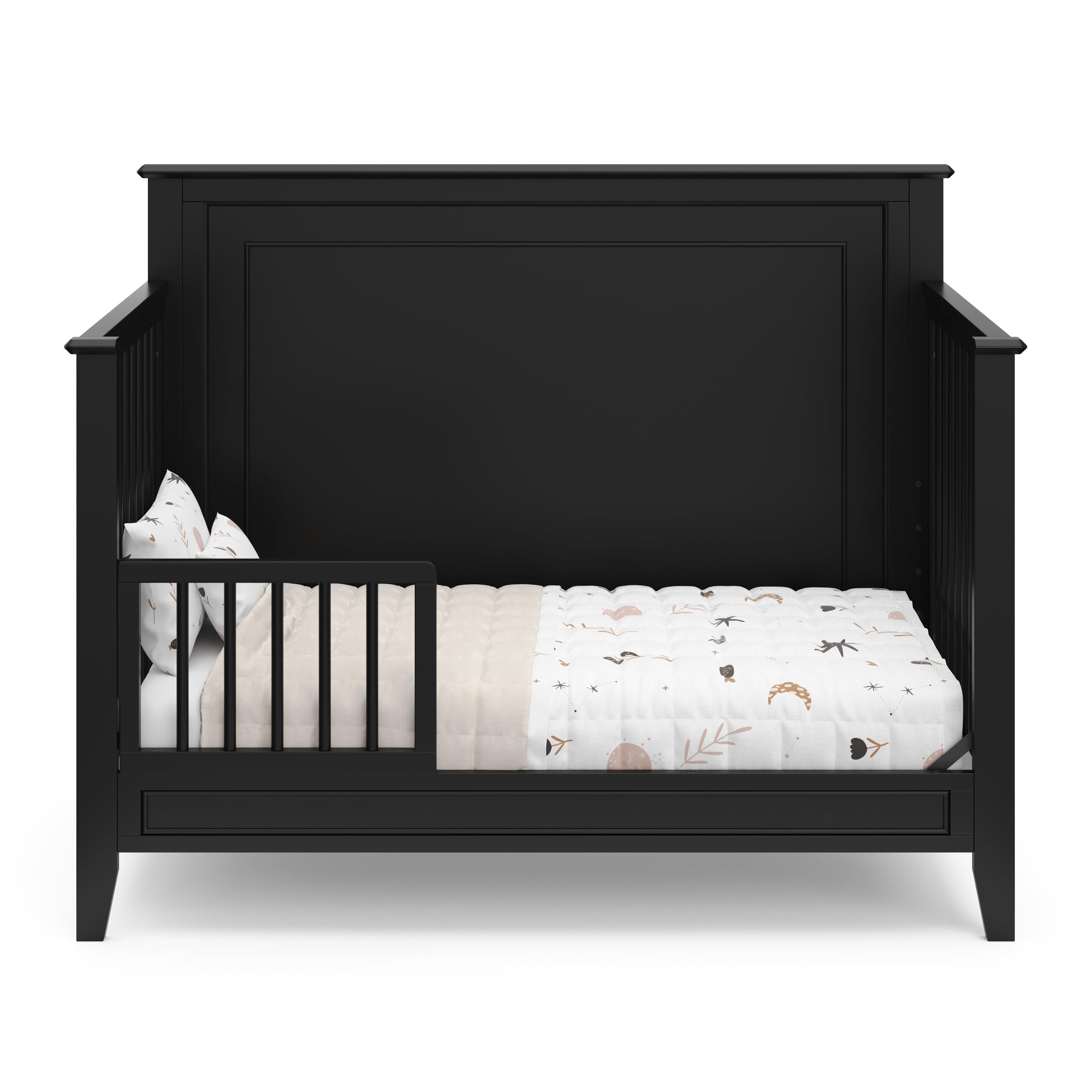 Solstice 5-in-1 Convertible Crib (Black) – GREENGUARD Gold Certified, Converts to Toddler Bed and Full-Size Bed