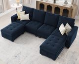 Velvet U shaped Sectional Sofa Couch with Storage Ottoman Convertibel Sectional Sofa