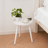 Round White Side Table, Tray Nightstand Coffee End Table for Living Room, Bedroom,