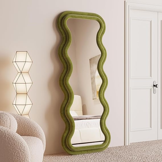 Full Length Wall Mirror 63" x 24" - Irregular Wavy Frame Floor Mirror