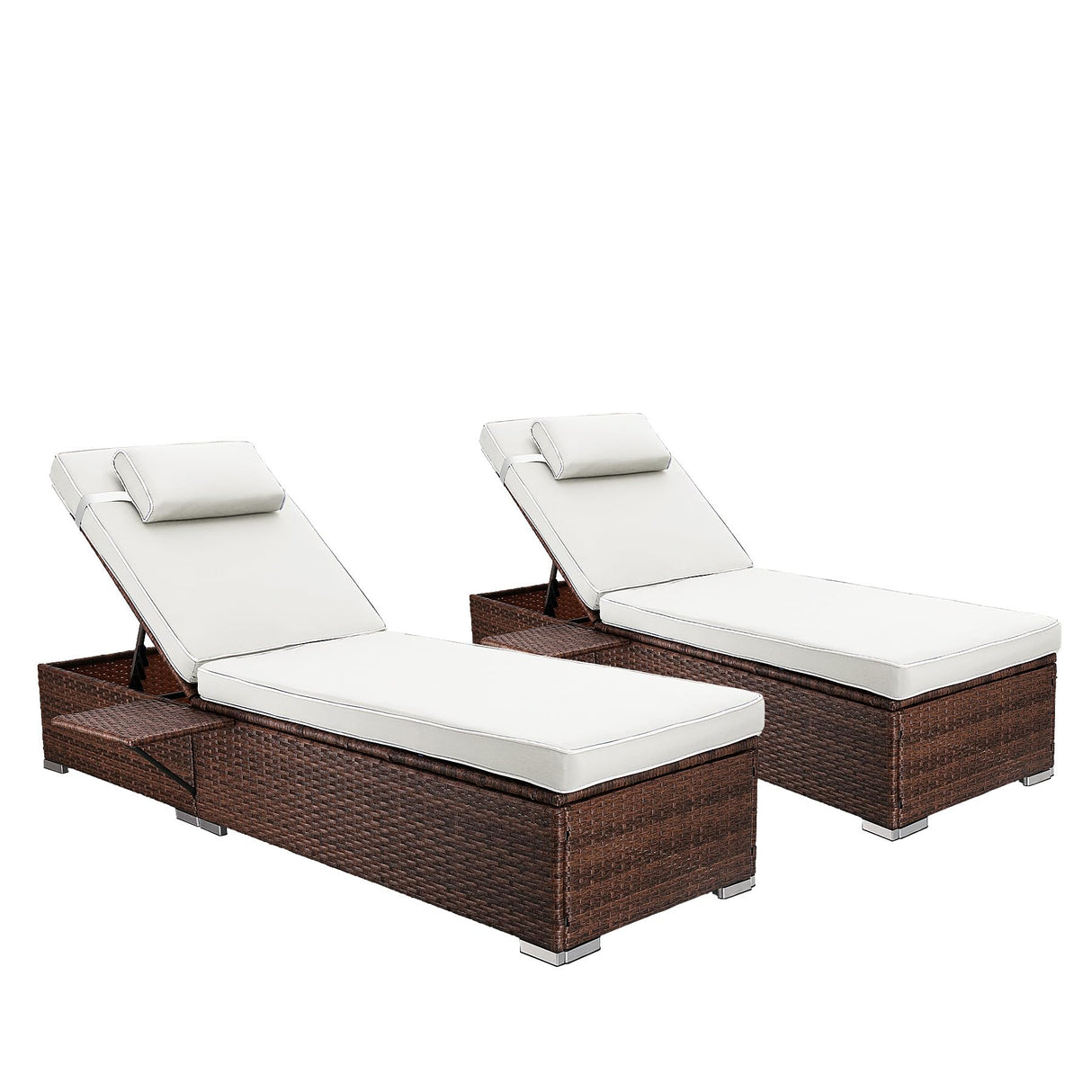Chaise Lounge Outdoor Wicker Lounge Chairs for Outside PE Rattan Patio Chairs Pool