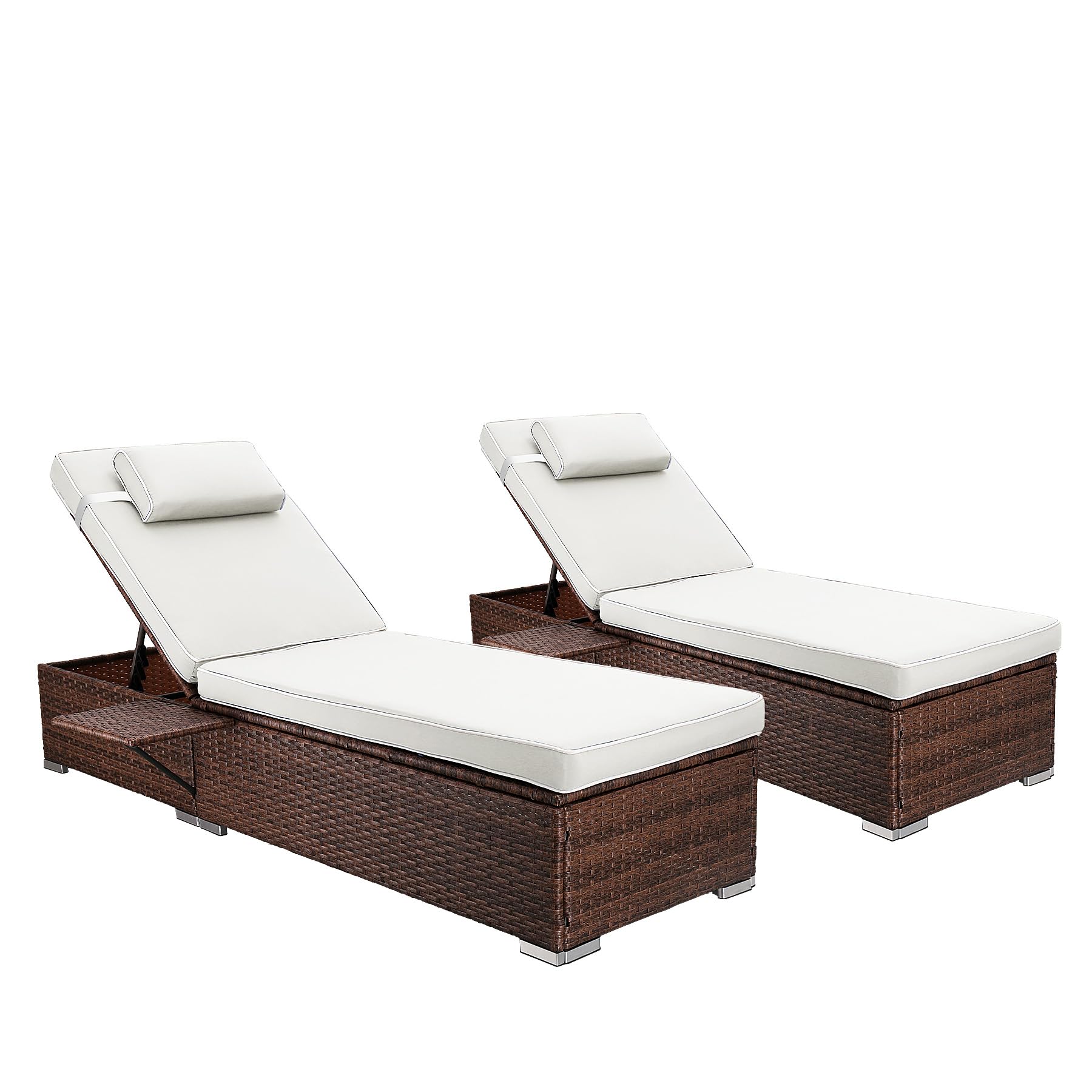 Chaise Lounge Outdoor Wicker Lounge Chairs for Outside PE Rattan Patio Chairs Pool