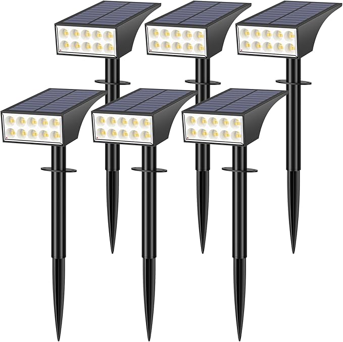 Solar Spot Lights Outdoor Waterproof, [12 Pack/4 Modes] Landscape Lighting Spotlights