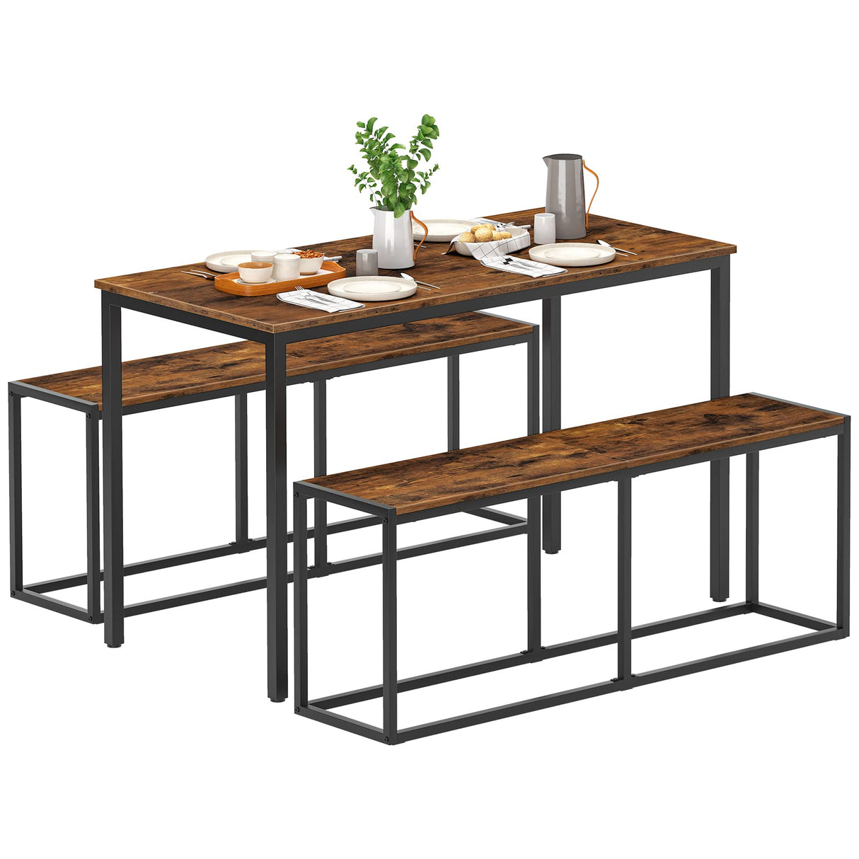 Dining Bench, 47.2 Inch Dining Table Bench, Industrial Style Kitchen Bench